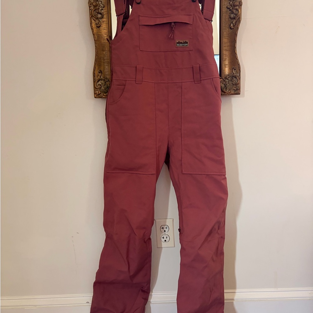 Burton Avalon Women's Rose Brown Pink Snow Bib Overalls - Picture 6 of 12